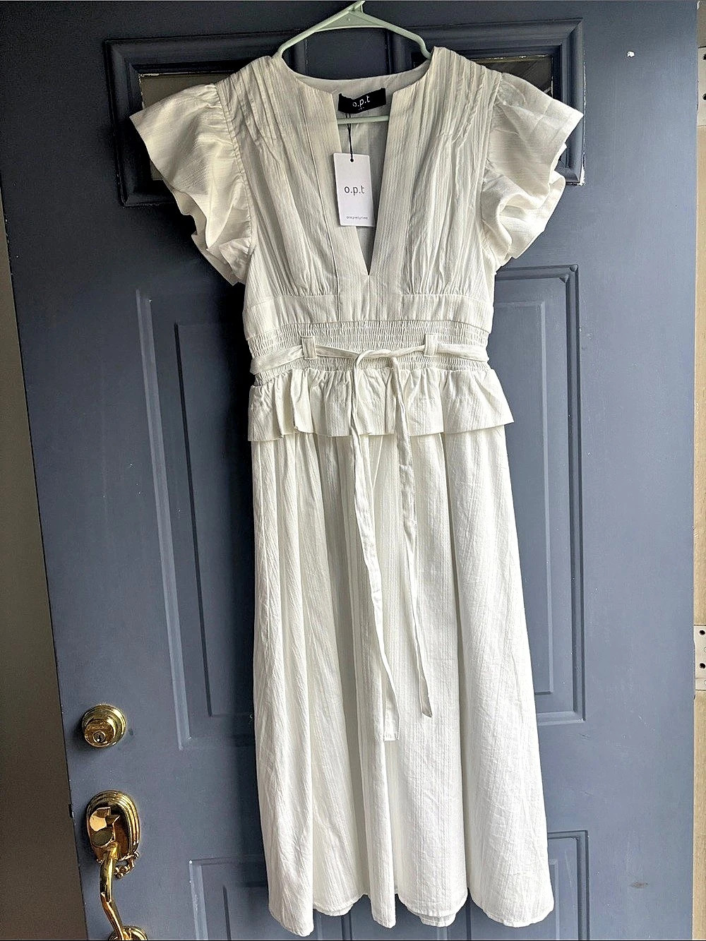 o.p.t White Ruffle Sleeve Maxi Dress NWT
